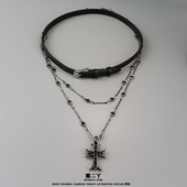 黑色十字架choker女长款 叠戴y2k项链女高级感锁骨链辣妹甜酷颈链