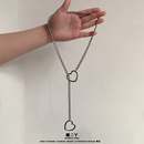 抽拉收紧桃心形朋克金属链条项链滑动个性 嘻哈男女情侣锁骨链项圈