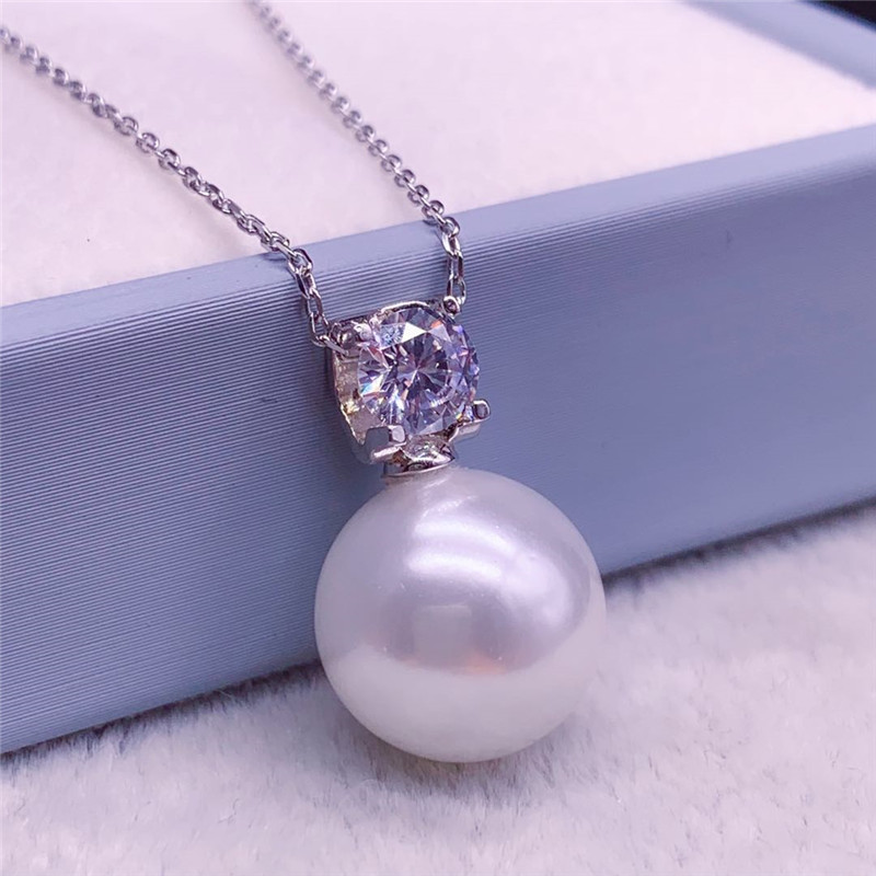 925纯银正圆天然淡水珍珠送女友