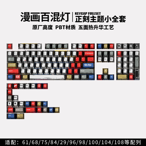 高达漫画正刻键帽PBT热升华工艺