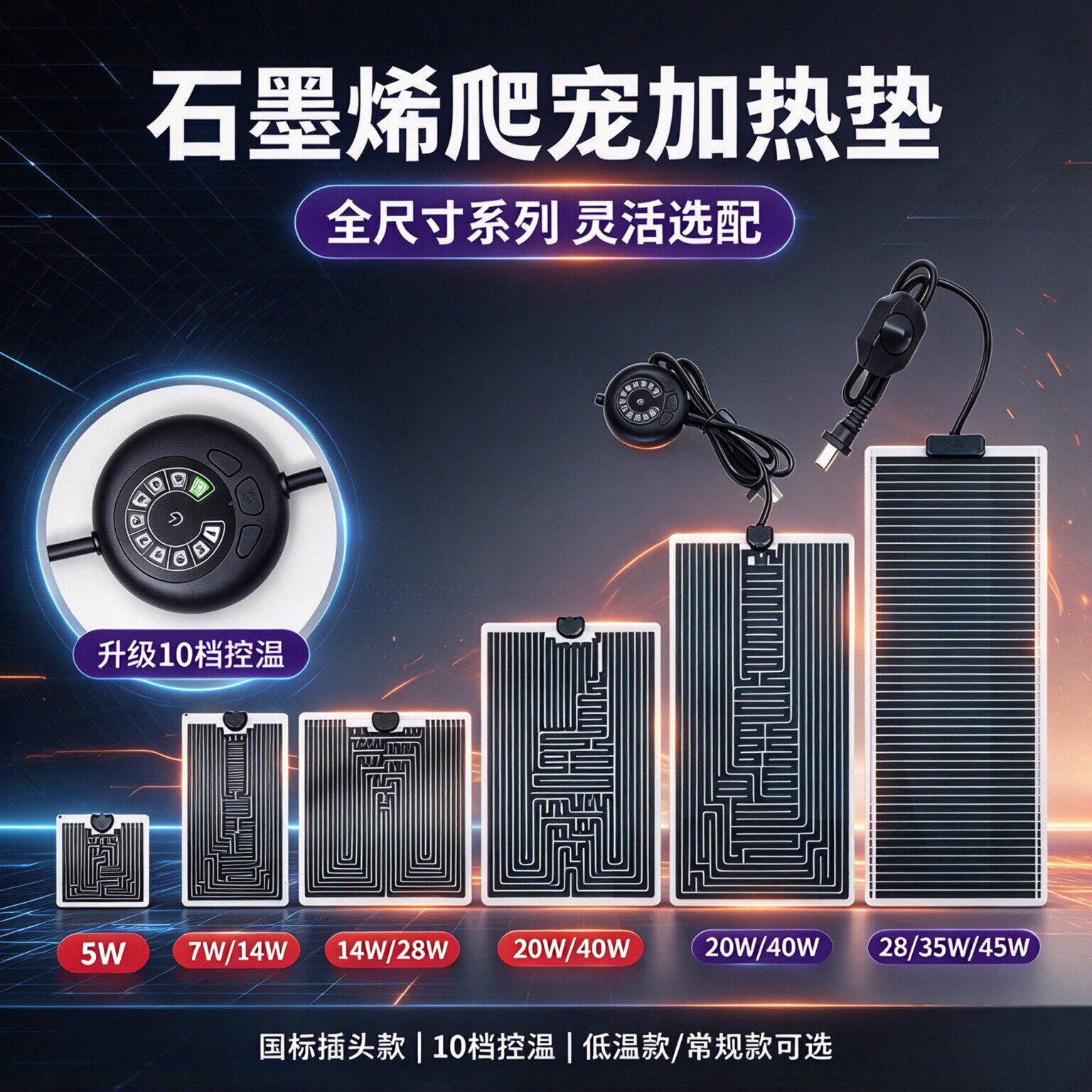 爬宠温控10档可调加热垫
