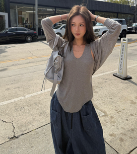 罗纹微透背心开衫 博主nana同款 漂流 Adrift 两件套 Liegee