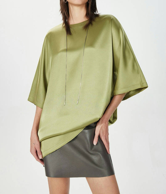 开间 /强推千金衫日本三醋酸凉感双面缎一字领长短袖上衣