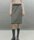 樟度 意大利进口Moessmer珠片人字纹花呢双层毛边后开衩半裙