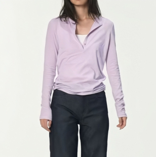 T恤 合身正肩染色果实扣亨利领长袖 alright 高品质布料100还原