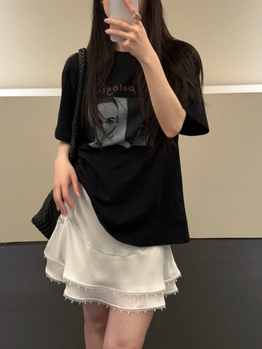 SoloForTwo“No Apologies”主题T恤 洗褪做旧印花短袖[沈月同款]