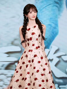 新款 连衣裙2026春季 哥文花园波点无袖 玫瑰碎花裙 田曦薇同款