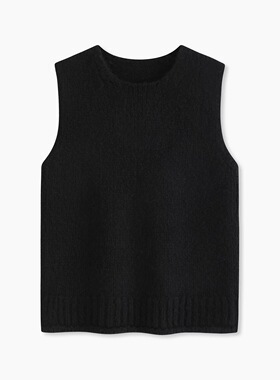 Jaja高品质 Holiday复古粗棒羊驼毛拉毛圆领马甲背心