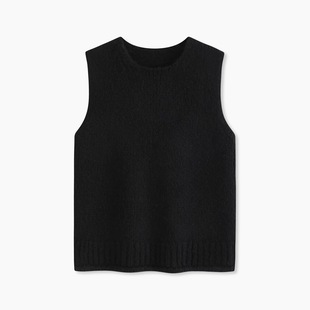 Jaja高品质 Holiday复古粗棒羊驼毛拉毛圆领马甲背心