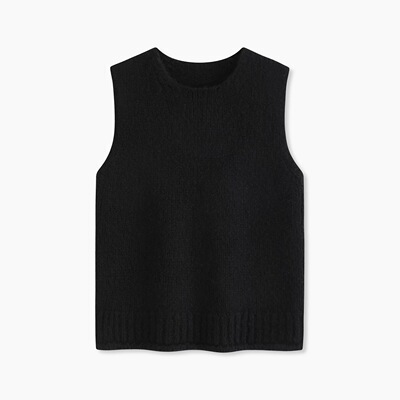 Jaja高品质 Holiday复古粗棒羊驼毛拉毛圆领马甲背心