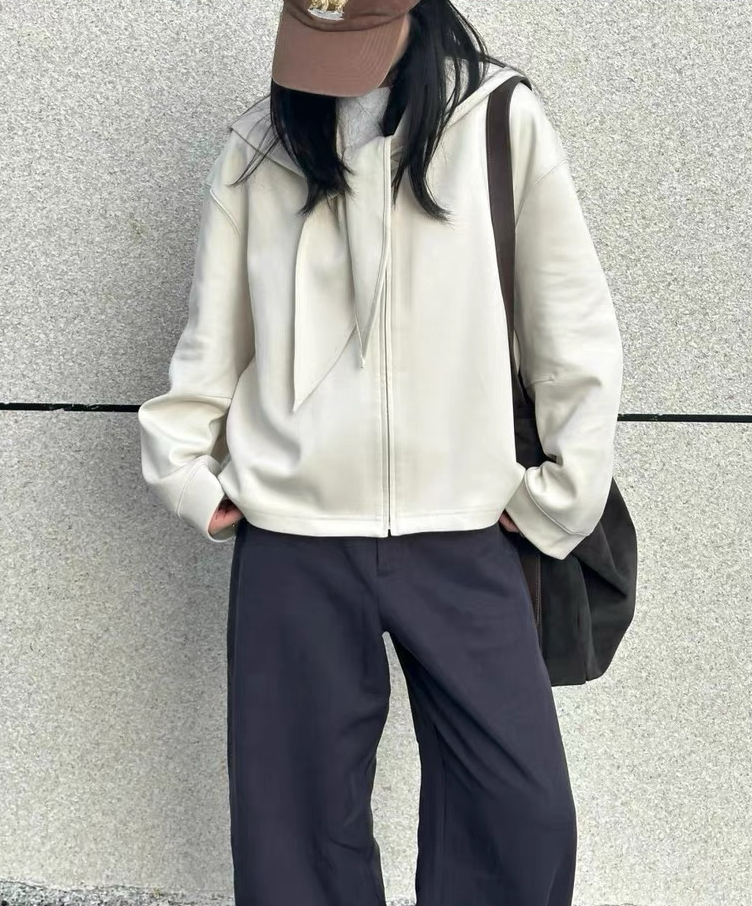 [小桃同款]FEMME双层织法天然长绒棉2025春季连帽卫衣女IN
