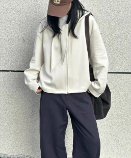 连帽卫衣女IN FEMME双层织法天然长绒棉2025春季 小桃同款