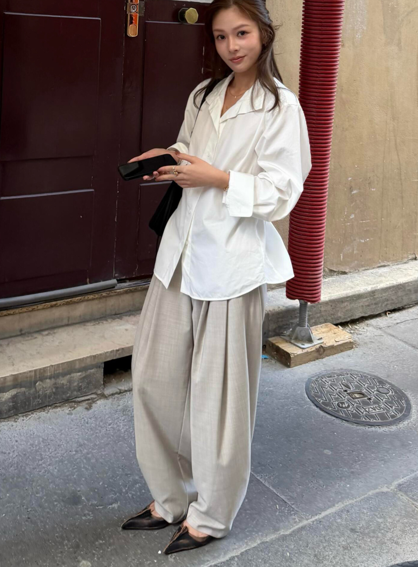 博主NaNa精纺羊毛 步步娇 复古双褶设计挺阔垂坠锥形西裤女26新款