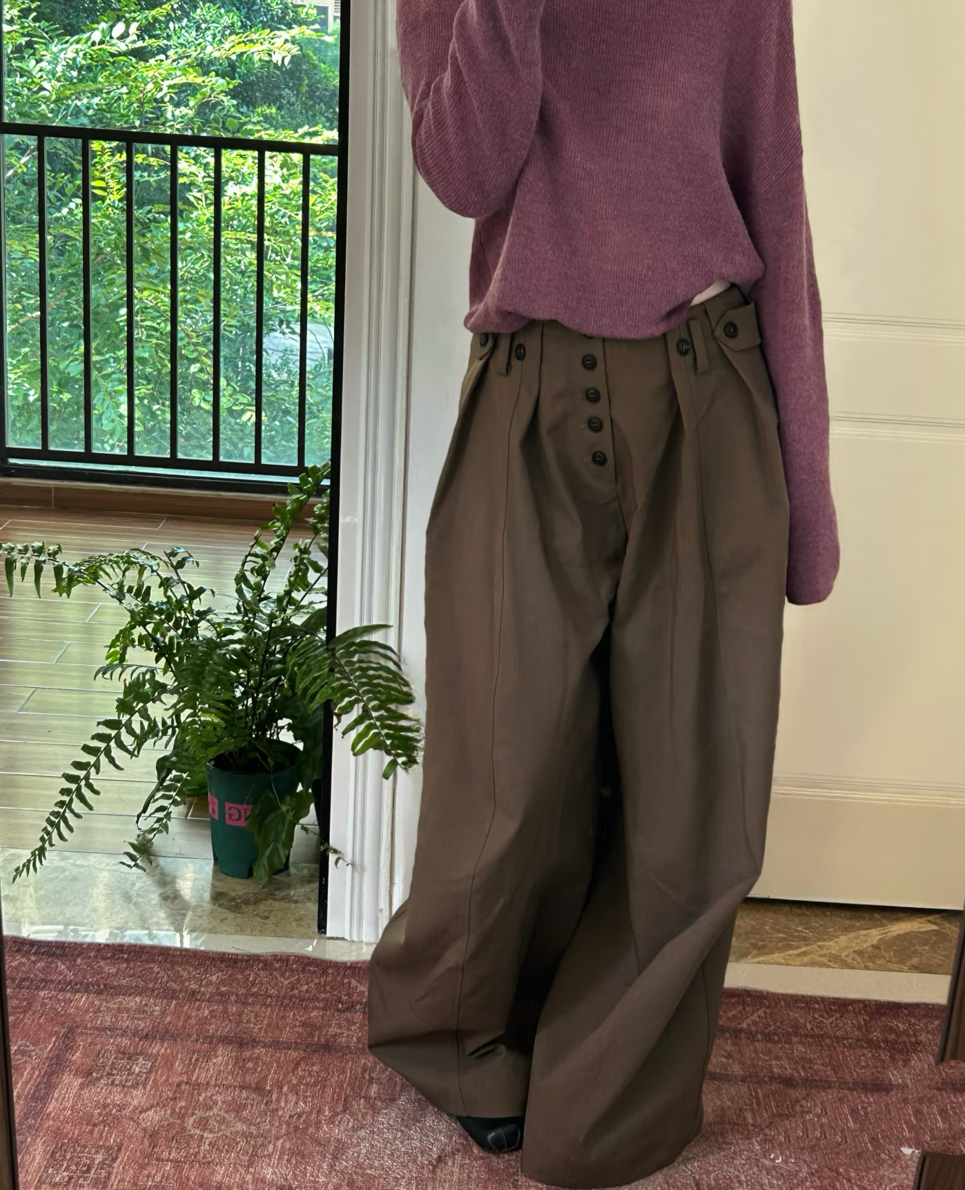 SINGLE  高品质25AW百搭直筒宽松阔腿条纹休闲剑道裤休闲裤女长裤