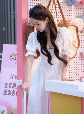 蔡依珞同款House礼服镂空刺绣中长连衣裙度假裙 Bella