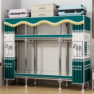 简易衣柜家用卧室出租房用布衣柜加厚加粗全钢架组装 衣物收纳柜子