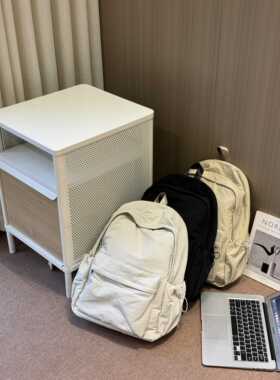 日系简约百搭双肩包女新款大容量书包大学生16寸电脑背包旅行包包