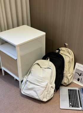 日系简约百搭双肩包女新款大容量书包大学生16寸电脑背包旅行包包