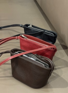 C&Y真皮小船包 小众原创植鞣牛皮小小手机包斜挎包百搭小挎包女包