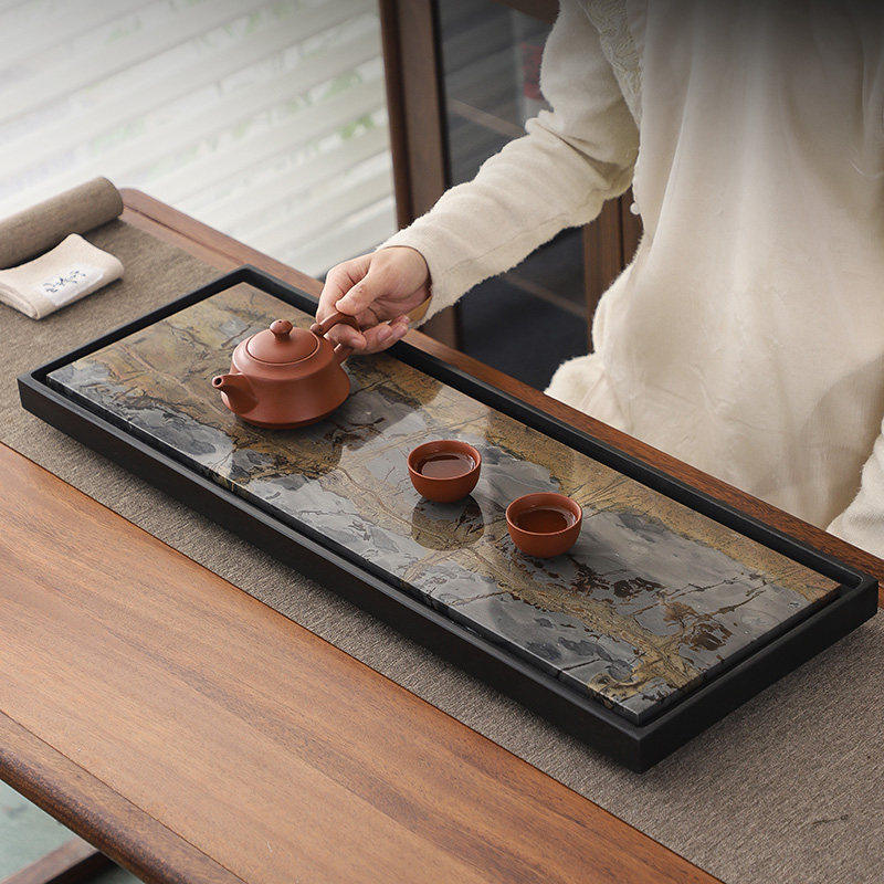 天然乌金石茶盘家用客厅简约