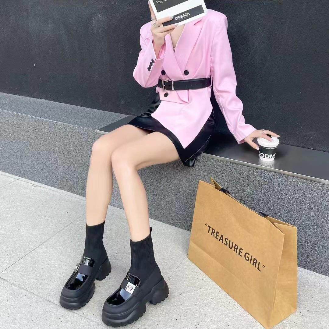 朱朱家松糕弹力袜靴女2024新时装靴