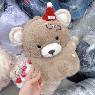 帽子女款2025秋冬季新款毛绒眼镜腮红小熊棒球帽女可爱立体鸭舌帽