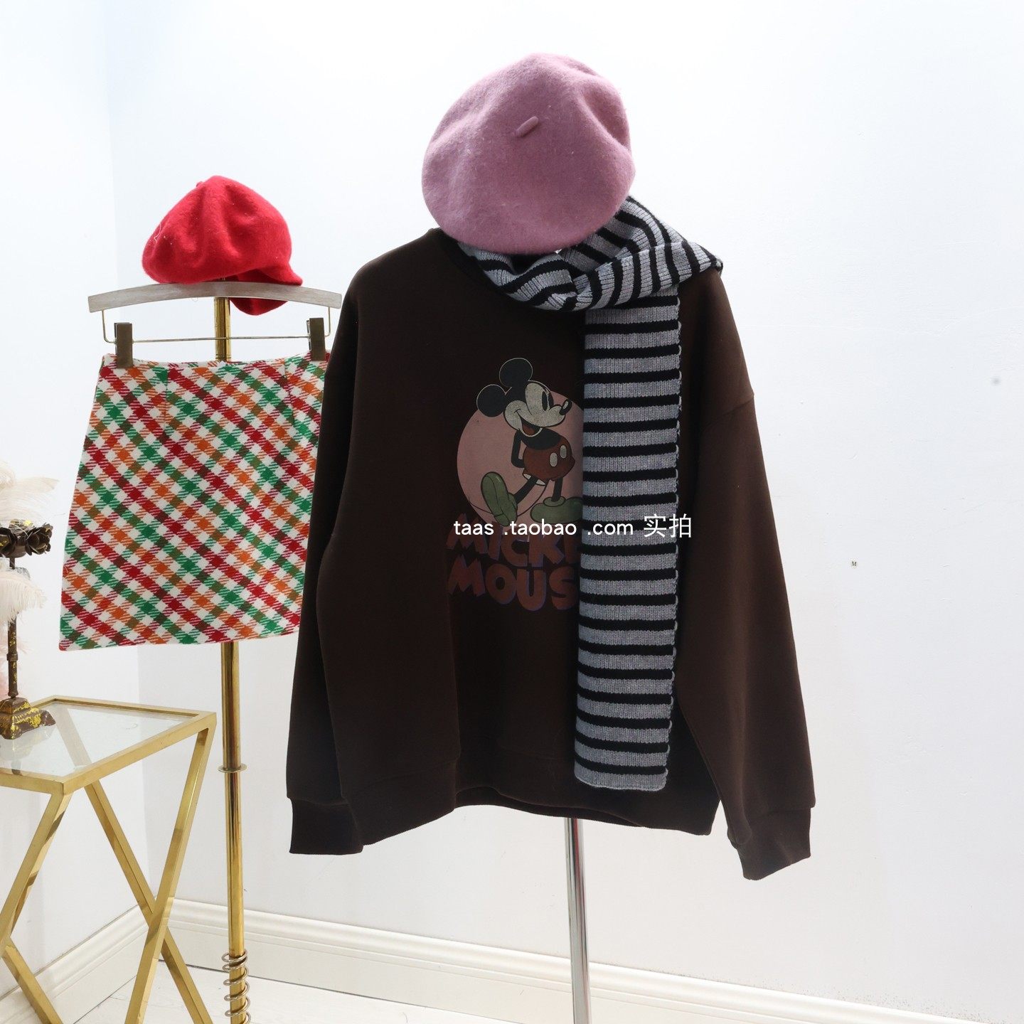 韩国休闲卡通套头绒衫上衣2026新款围巾百搭松弛感宽松加绒卫衣女