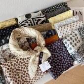 慵懒风100%苎麻方巾女丝巾格纹休闲百搭气质复古领巾护颈围巾装 饰