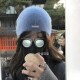 韩代同款 简约百搭软糯针织冷帽毛线帽保暖包头蓝色秋冬新款 女
