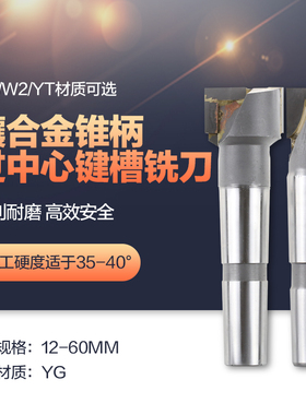 镶硬质合金YG锥柄过中心键槽铣刀 非标定制12-80mm 焊接钨钢铣刀