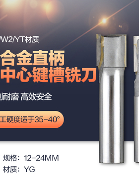 镶硬质合金YG直柄过中心键槽铣刀 非标定制10-40mm 焊接钨钢铣刀