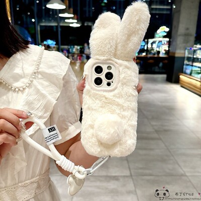 秋冬毛绒OPPO reno15pro手机壳14max/13f/11兔子10/9/a6gt/a5pro女find x8手绳0k12s/realme真我neo7/4se/3c