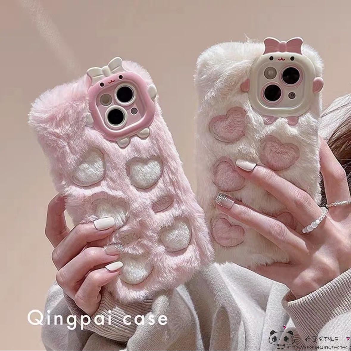 毛毛绒绒v40网红x50i适用华为80荣耀90pro手机壳p60爱心nova11冬季play7t可爱8mate30女9magic5/6c畅玩70麦芒