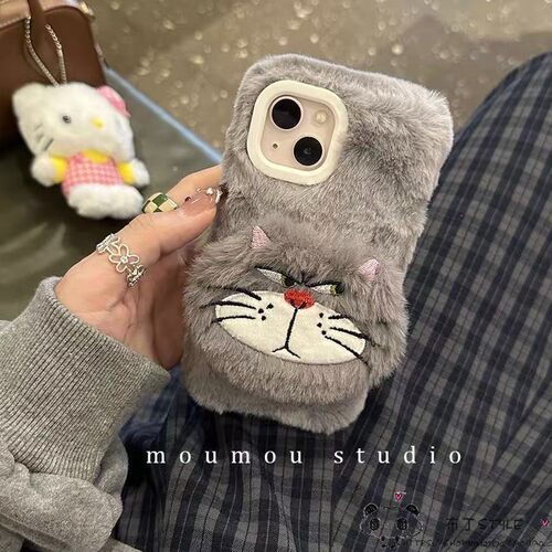 毛毛绒绒s50pro mini秋冬vivo y500手机壳y27s网红y04s/y03t/y56/y36i女y35m/y53t猫咪镜子y21/78+/y17s/x90