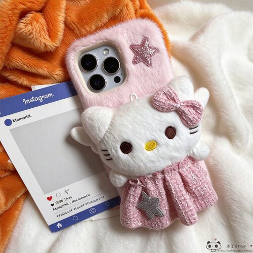 毛绒猫咪OPPO reno15pro手机壳14max秋13f/11冬10/9a6gt/a5pro女find x8/10+粉色k12s/realme真我neo7/4se/3