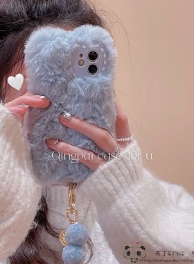 毛绒neo7蓝色x90女款vivo iqoo11pro手机壳s10毛茸茸y5u3手提s9e