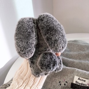 ins毛绒兔子a6冬OPPO k13turbo手机壳12x/11可爱reno10/9/a5pro毛茸茸realme暖k11女10a92/a8耳朵a76/a77/57s