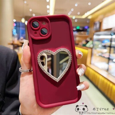 ins爱心镜子realme15/14/13/12手机壳narzo20软n63真我n55/n53女50i/v60高级note70红c33/c35s/c85套c61/c75x