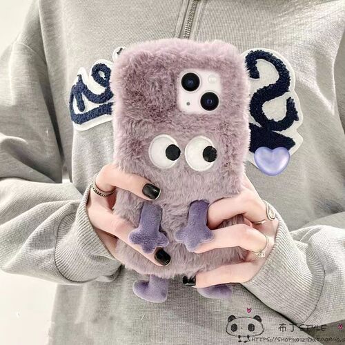 毛绒紫色小怪兽华为mate80PRO适用x70i荣耀500手机壳400/300ultra秋冬200女x100网红90GT毛茸茸40plus畅玩60a
