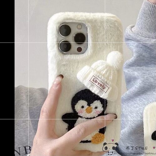 毛绒vivo x300pro手机壳y400秋y500网红x100冬x200mini/s50女s30u企鹅s20/s21/s19卡通s18暖s17t4x/v40/v29e