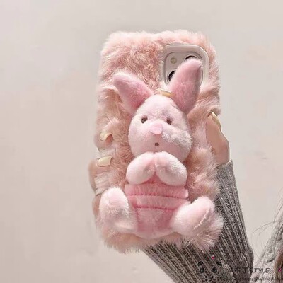 毛绒皮杰猪vivo x300pro手机壳y400/y500网红x100/x200mini冬s50女s30u/s20/s21/s19卡通s18/s17t4x/v40/v29e