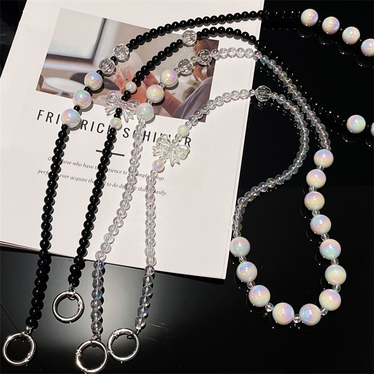 Clove 设计感少女手机链斜挎长款透明炫彩黑串珠小包链条小蜜蜂链