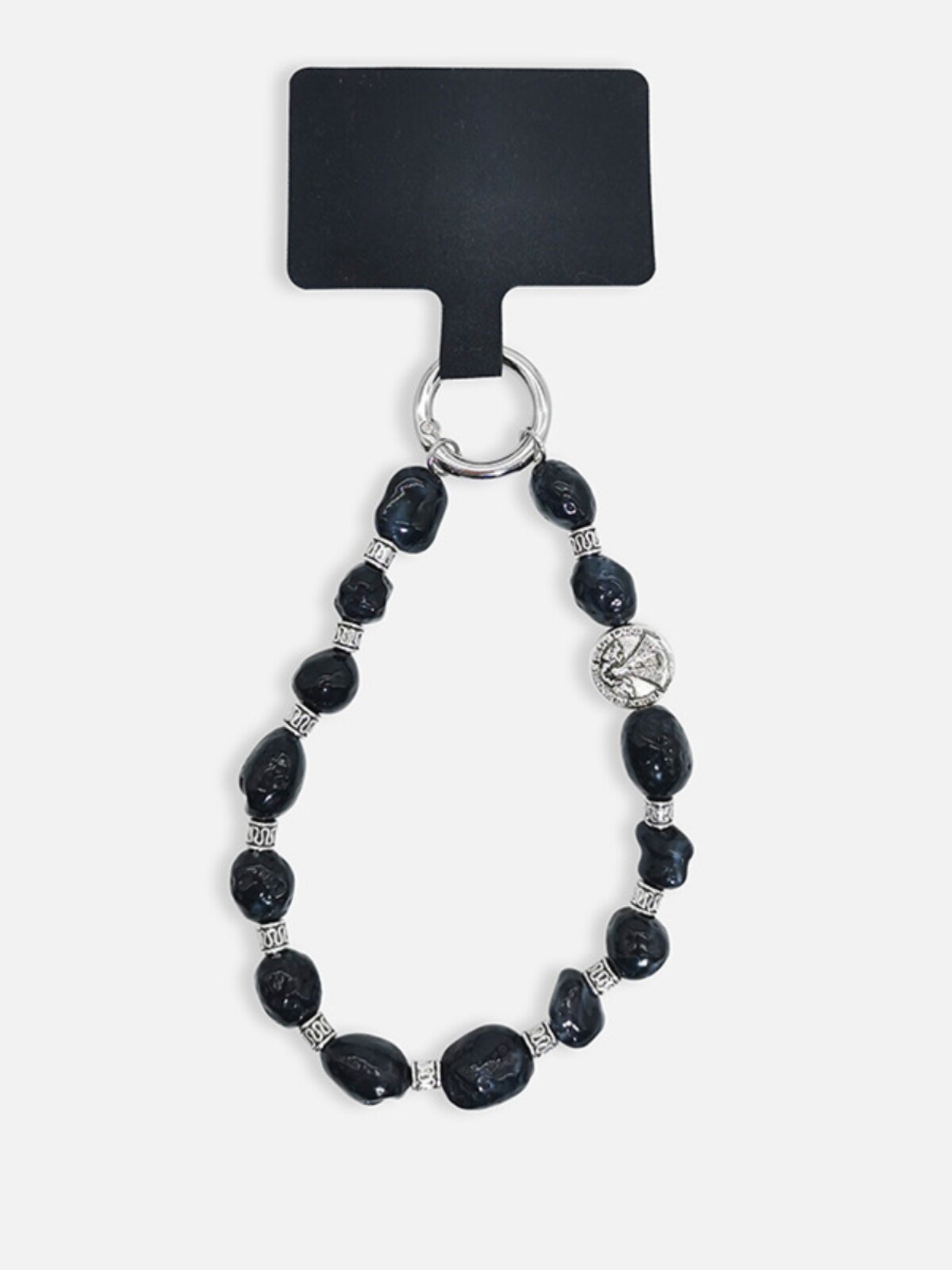 CLOVE IRREGULAR BLACK BEADED MOBILE PHONE CHAIN LONG DIAGONAL STRADDLE ROPE MENS AND WOMENS FASHION SUNGLASSES CHAIN KEY WRIST ROPE