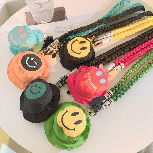 笑脸帽子零钱包手机链斜跨小包绳