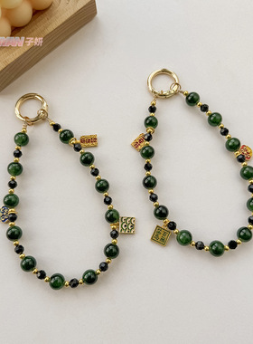 Clove 仿绿色玛瑙手机链短款手腕挂绳平安手机壳绳子设计感钥匙链