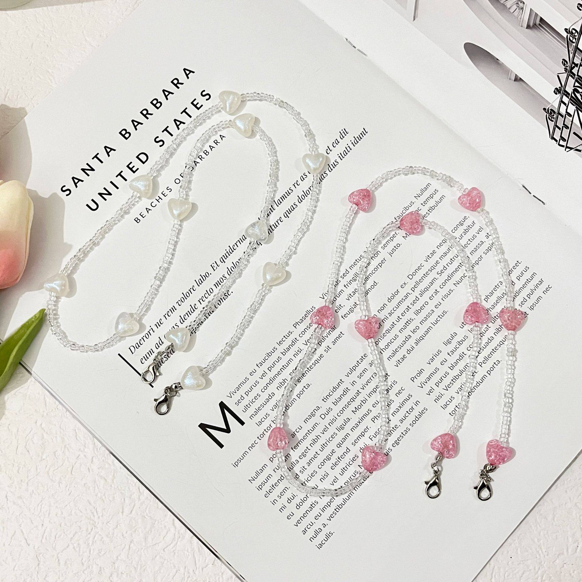 Clove 桃心米珠眼镜链少女心墨镜链儿童口罩链挂绳小清新耳机链条,饰品/流行首饰/时尚饰品新,链条,淘宝优惠券,粉丝福利购,淘宝优惠卷