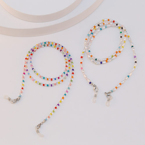 眼镜链口罩挂脖绳彩色珍珠玻璃