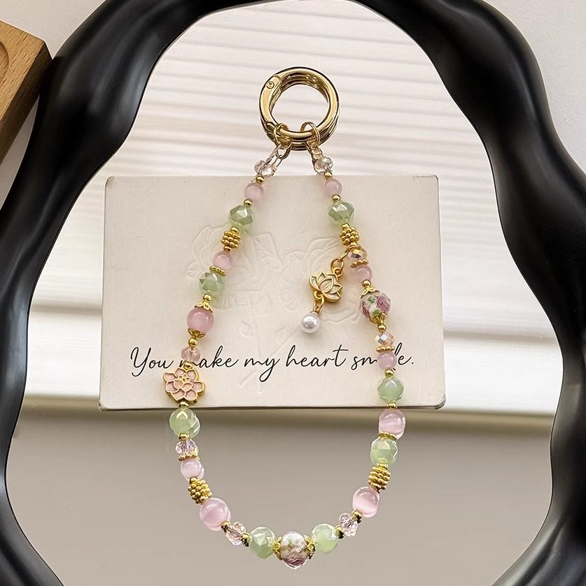 Clove 古典莲花手机链短款轻奢猫眼石琉璃花水晶珠钥匙扣包挂件女,饰品/流行首饰/时尚饰品新,链条,淘宝优惠券,粉丝福利购,淘宝优惠卷