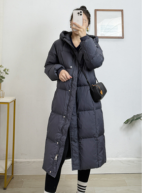 贵台4038又轻又厚实90白鸭绒羽绒服女中长款25冬泡芙连帽加厚外套