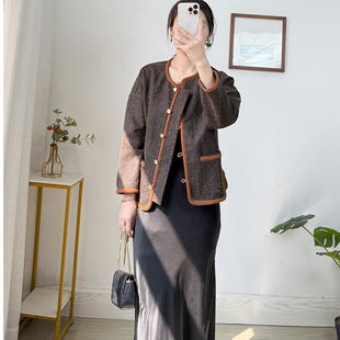 双面可穿50姆米榨蚕丝真丝香云纱外套女桑蚕丝国风新中式 小香上衣